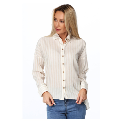 Beige striped shirt with long sleeves FASARDI