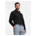 Ombre Men's cotton shirt with pocket REGULAR FIT - black