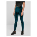 Women's teal velvet leggings with a high waist