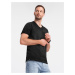 Ombre Men's brindle V-neck t-shirt with pocket - black