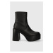 Kožené členkové topánky Aldo Myrelle dámske, čierna farba, na podpätku, 13621067Myrelle
