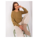 Olive green women's classic sweater with cotton