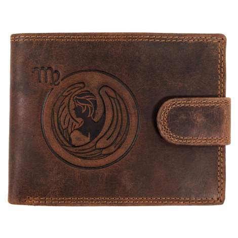 Wild Luxusná pánska peňaženka s prackou s obrázkom znamení zverokruhu - Panna - hnedá