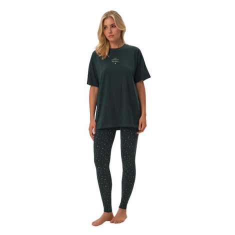 Dámske pyžamo Febe zelené s nápisom Esotiq