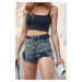 Black denim shorts with high waist