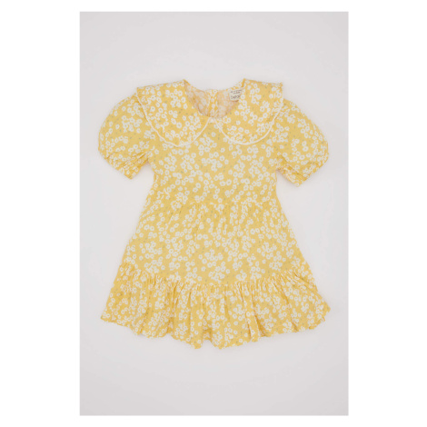 DEFACTO Baby Girl Floral Short Sleeve Crinkle Viscose Dress