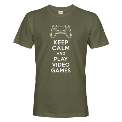 Pánské tričko s potlačou Keep calm and play video games - pre hráčov