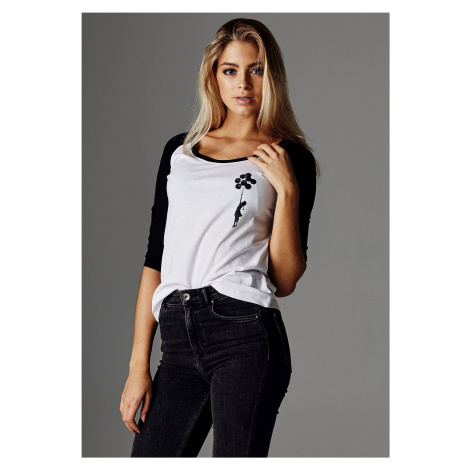 Women's T-shirt Banksy ́s Graffiti Balloons - white/black