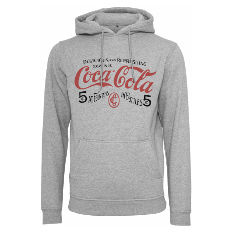 Pánska sivá mikina MERCHCODE Old Coca Cola Logo Hoody Farba: grey
