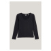 TRIČKO GANT SLIM COT/ELA LS SCOOP NECK TOP BLACK