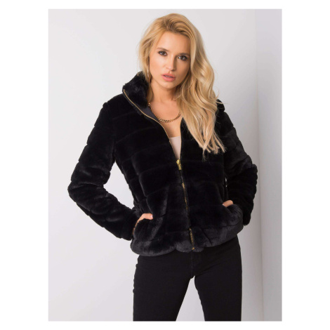 ČIERNA DÁMSKA CHLPATÁ BUNDA D46006Y43387A-BLACK