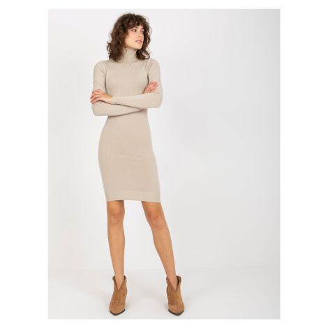 Light beige smooth turtleneck dress