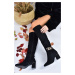 Fox Shoes Women's Black Suede Chunky Heel Boots