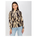 Light beige and black velour blouse with print from RUE PARIS