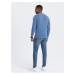 Modrý pánsky basic sveter s véčkovým výstrihom Ombre Clothing