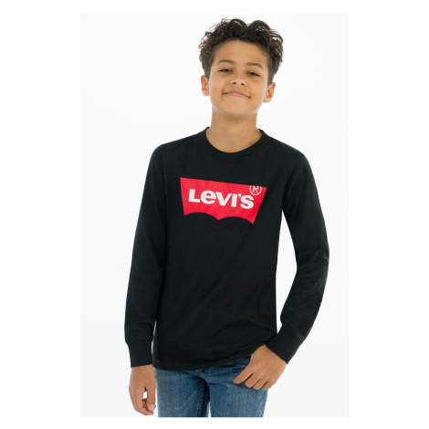 Detské tričko s dlhým rukávom Levi's čierna farba, s potlačou Levi´s