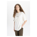 DEFACTO Oversize Fit Crew Neck Printed Short Sleeve T-Shirt