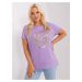 Purple plus size blouse with appliqué and print