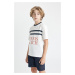 DEFACTO Boy's Oversize Fit Crew Neck Printed Short Sleeve T-Shirt