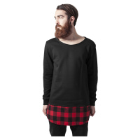 Long Fannelle Bottom Open Edge Crewneck blk/blk/red