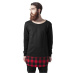 Long Fannelle Bottom Open Edge Crewneck blk/blk/red