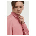 Košeľa HUGO pánska,ružová farba,slim,s klasickým golierom,50289499