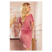CASSIE - Velúrové dámske šaty vo špinavo ružovej farbe s krátkymi rukávmi 249-4