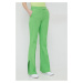 Nohavice Tommy Hilfiger dámske, zelená farba, zvony, vysoký pás