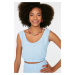 Trendyol Light Blue Terry Crop, Knitted Singlets