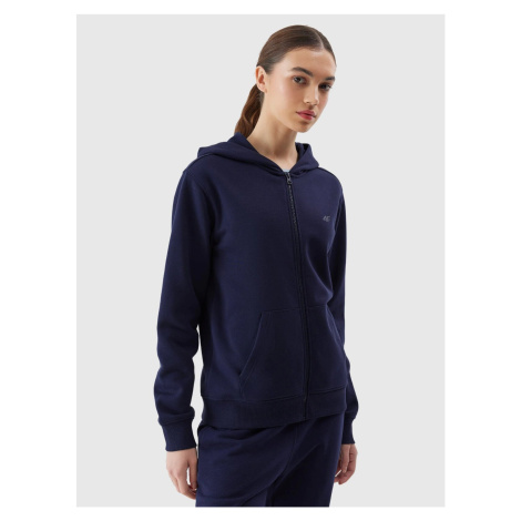 Women's Sweatshirt Zipped Up Hoodie 4F - Navy Blue