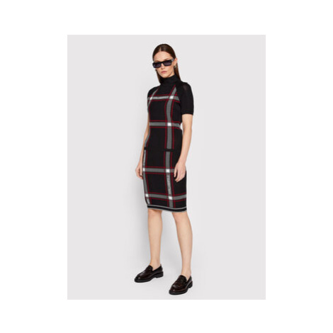 KARL LAGERFELD Puzdrová sukňa Check Knitted 220W1230 Čierna Slim Fit