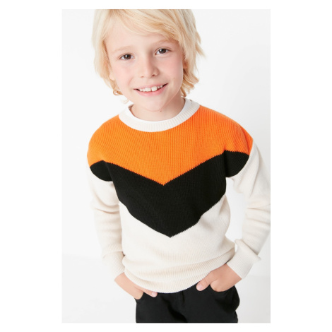 Trendyol Beige Color Block Boy Knitwear Sweater