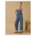 Koton Printed Belted Strapless Jumpsuit