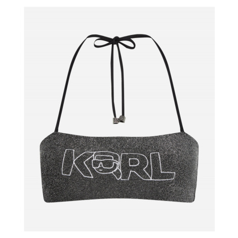 Plavky Karl Lagerfeld Ikonik 2.0 Lurex Bandeau Čierna