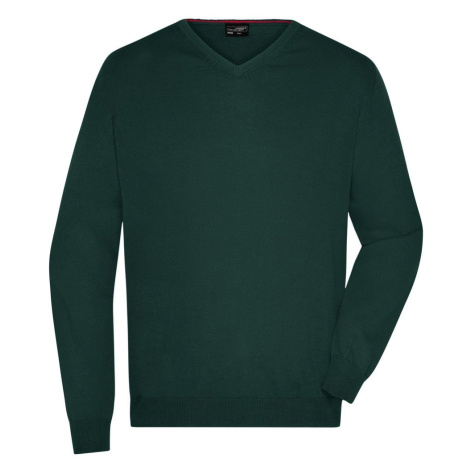 James & Nicholson Pánsky bavlnený sveter JN659 - Lesná zelená