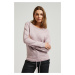 Pink sweater with a round neckline and waist tie