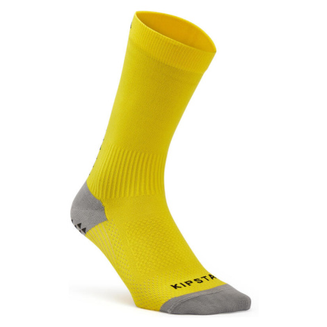 Krátke protišmykové futbalové ponožky VIRALTO MiD žlté KIPSTA