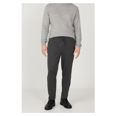 AC&Co / Altınyıldız Classics Men's Gray Standard Fit Normal Cut Comfortable Fleece Pockets Tie W