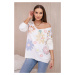 Sweater blouse with colorful flowers yellow+blue