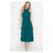 Trendyol Smaragdovo zelené pásové tkané šaty