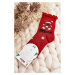 Women's shiny Christmas socks with red teddy bear