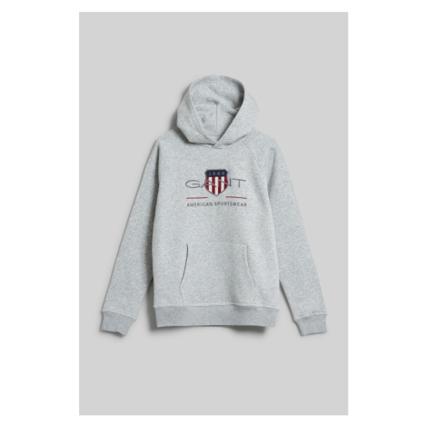 MIKINA GANT ARCHIVE SHIELD HOODIE LIGHT GREY MELANGE