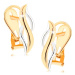 Zlaté náušnice 375 - lesklé zvislé vlnky zo žltého a bieleho zlata