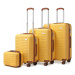 Žltá sada pevných luxusných kufrov &quot;Journey&quot; - veľ. S, M, L, XL