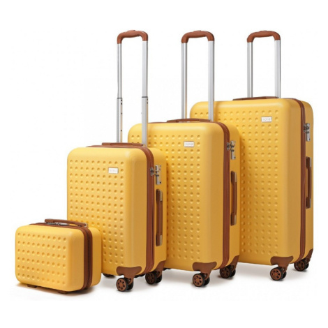 Žltá sada pevných luxusných kufrov &quot;Journey&quot; - veľ. S, M, L, XL