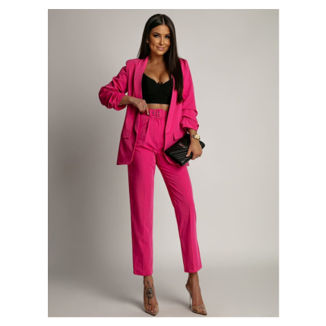 Women's elegant set jacket + trousers - fuchsia FASARDI