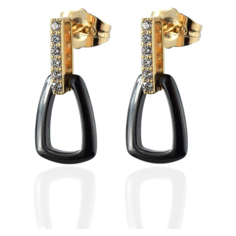 Puzetové náušnice z chirurgickej ocele Black Gold