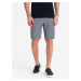 Ombre Men's shorts made of two-tone melange knit fabric - navy blue