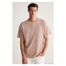 GRIMELANGE Harry Men's Collar Special Succulent Textured Thick Fabric 100% Cotton Pink T-shirt