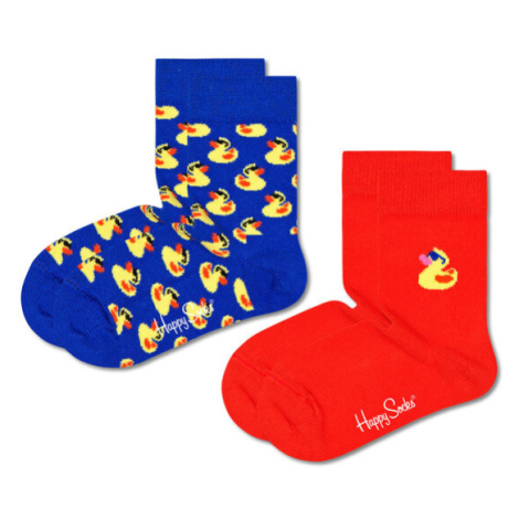 Happy Socks Súprava 2 párov vysokých detských ponožiek KRDU02-0200 Farebná